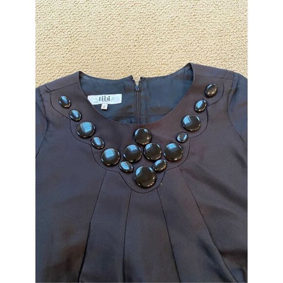 TIBI Black Shift Dress with Embroidered Jewels size 2 - Picture 3 of 5